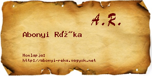 Abonyi Réka névjegykártya